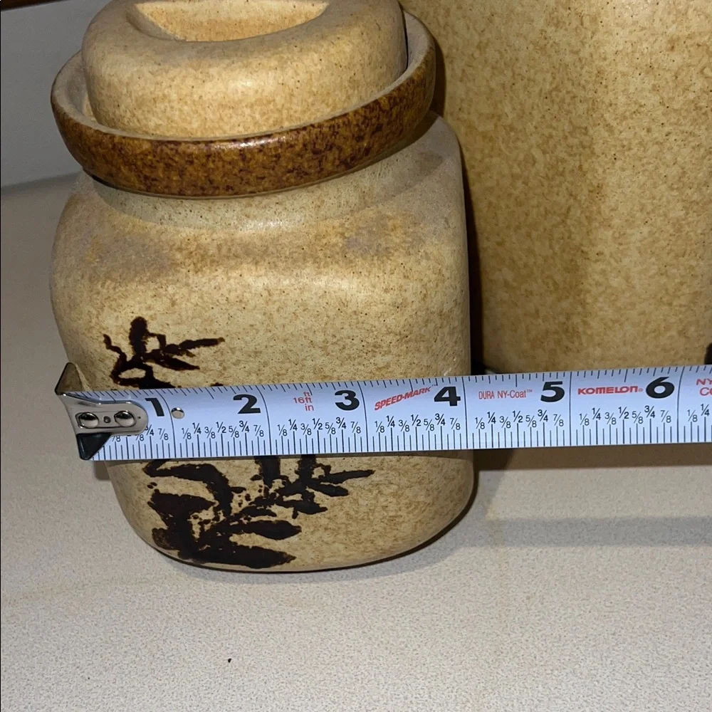 Pottery Stone wear retro crock Food Storage Canister Set of 2 made in the USA